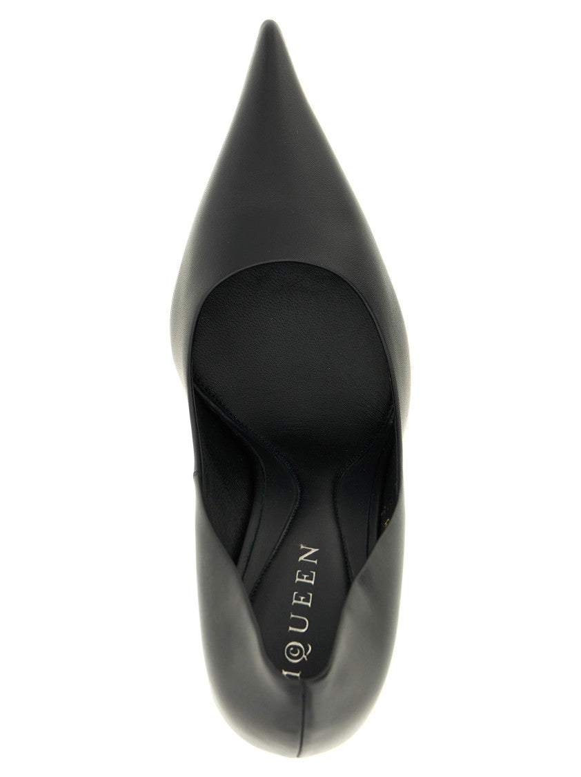 Mcqueen Pointed Toe Leather Pumps With Stiletto Heel