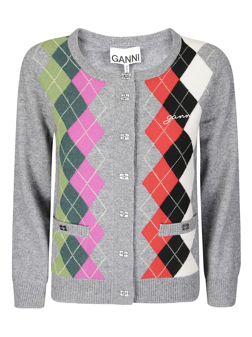 Ganni Argyle Knit Cardigan
