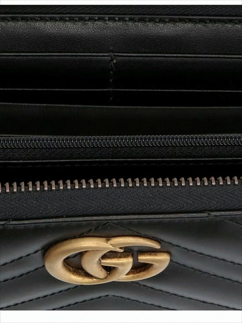 Gucci Chevron-Patterned Leather Gucci Long Wallet With Double G Logo