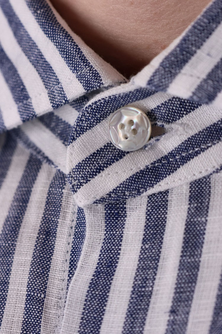 Barba Dandylife Line Linen Tailored Stripe Shirt