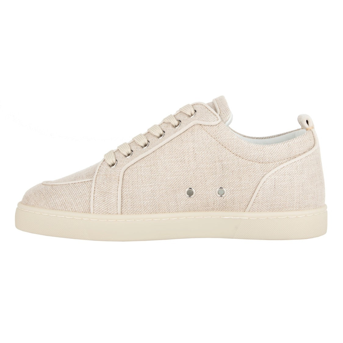 Christian Louboutin Rantulow Orlato Beige Canvas Sneakers With Iconic Red Sole