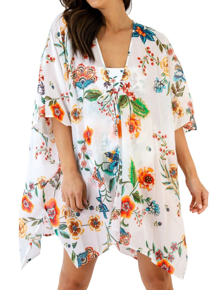 Johnny Was White Ardella Cover Up Kimono - Csw3623-M