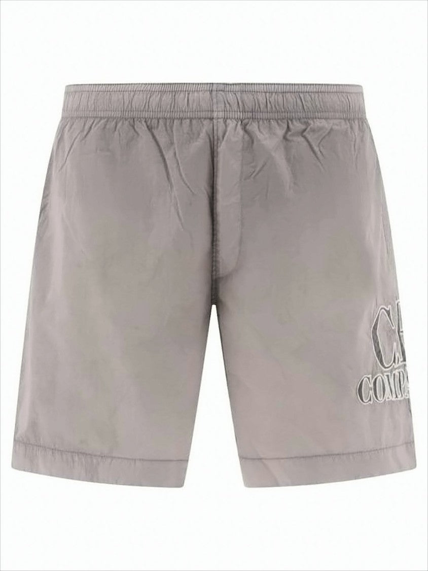 C.P. Company Straight-Cut Swim Shorts With Elastic Waistband And Tonal Embroidery