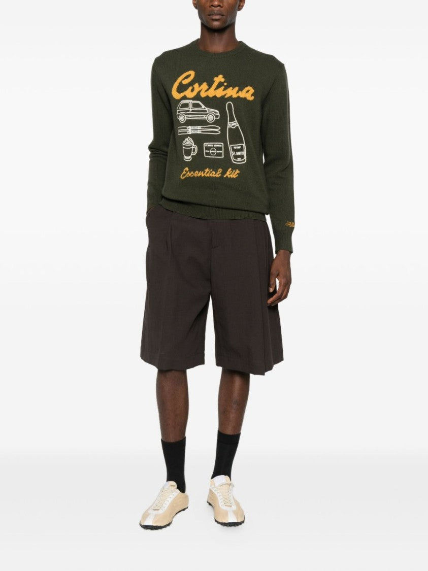Mc2 Saint Barth Heron Graphic Knit Sweatshirt In Wool Blend