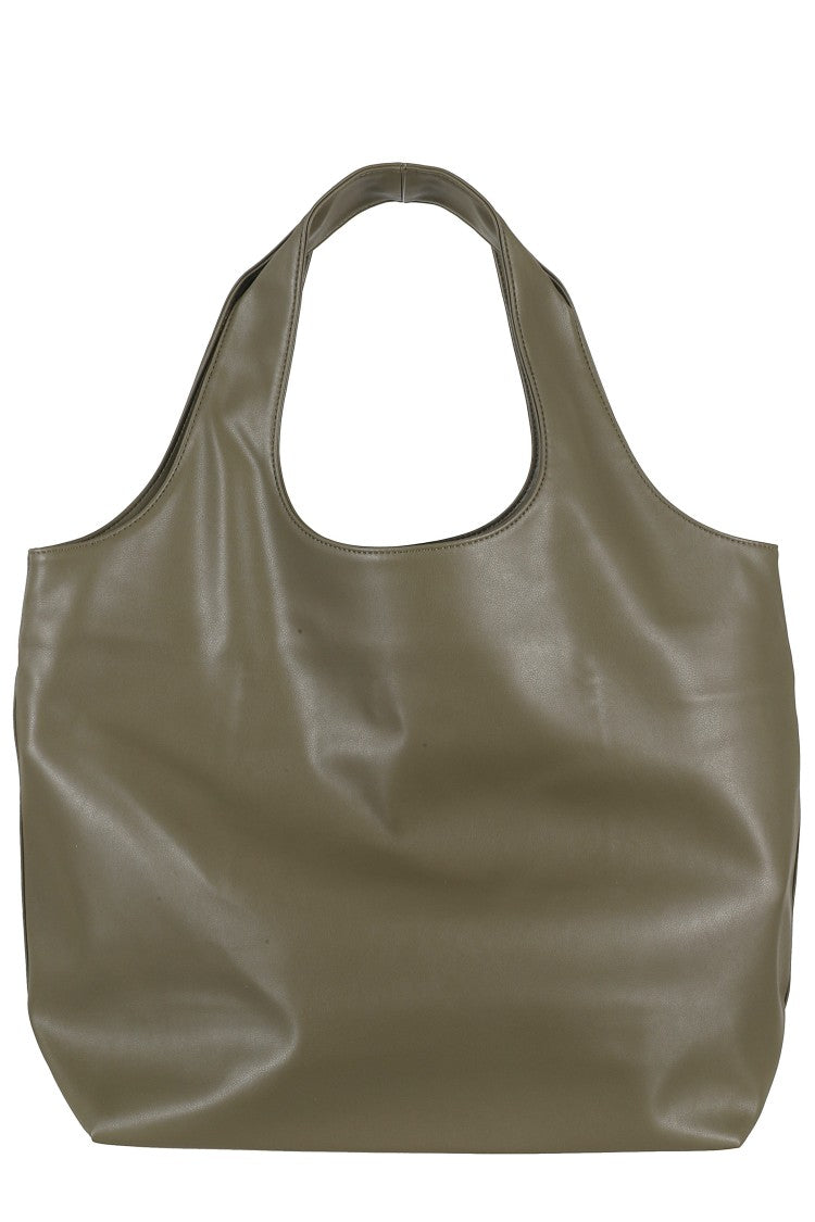 A.P.C. Military Green Tote Ninon Front Logo Polyurethane Tote Bag