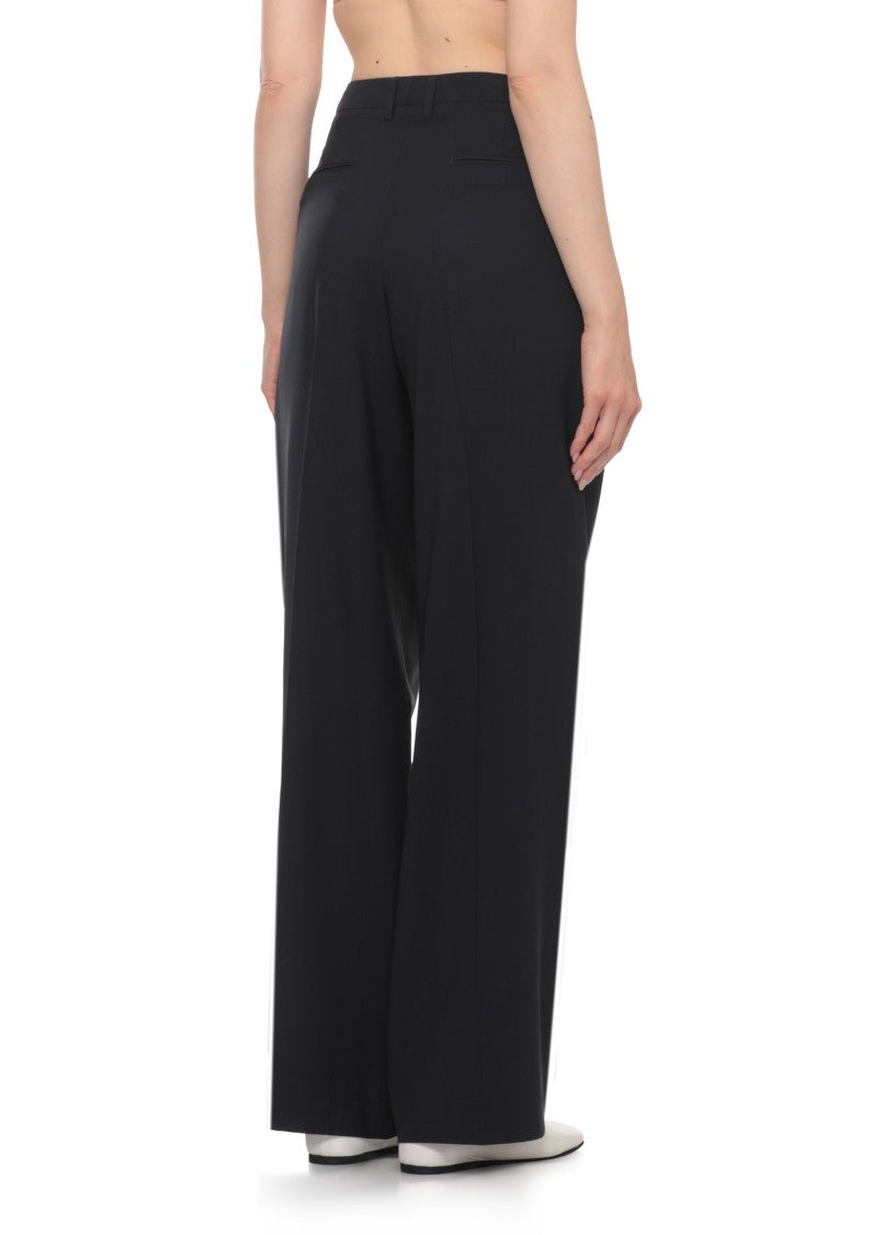Pt Torino Blue Wool Straight-Leg Pants