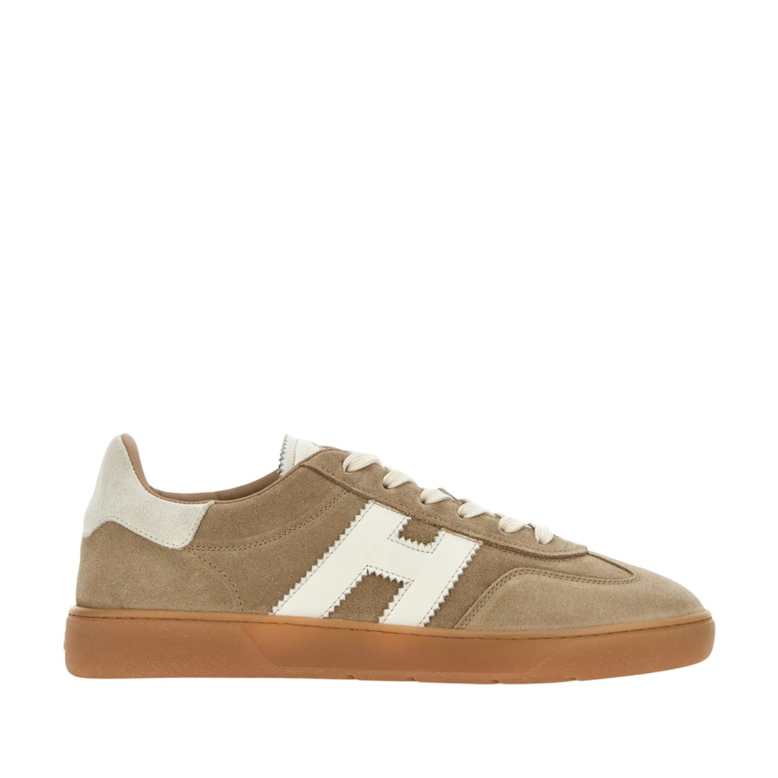 Hogan Beige Suede Low-Top Sneakers With Contrasting Logo