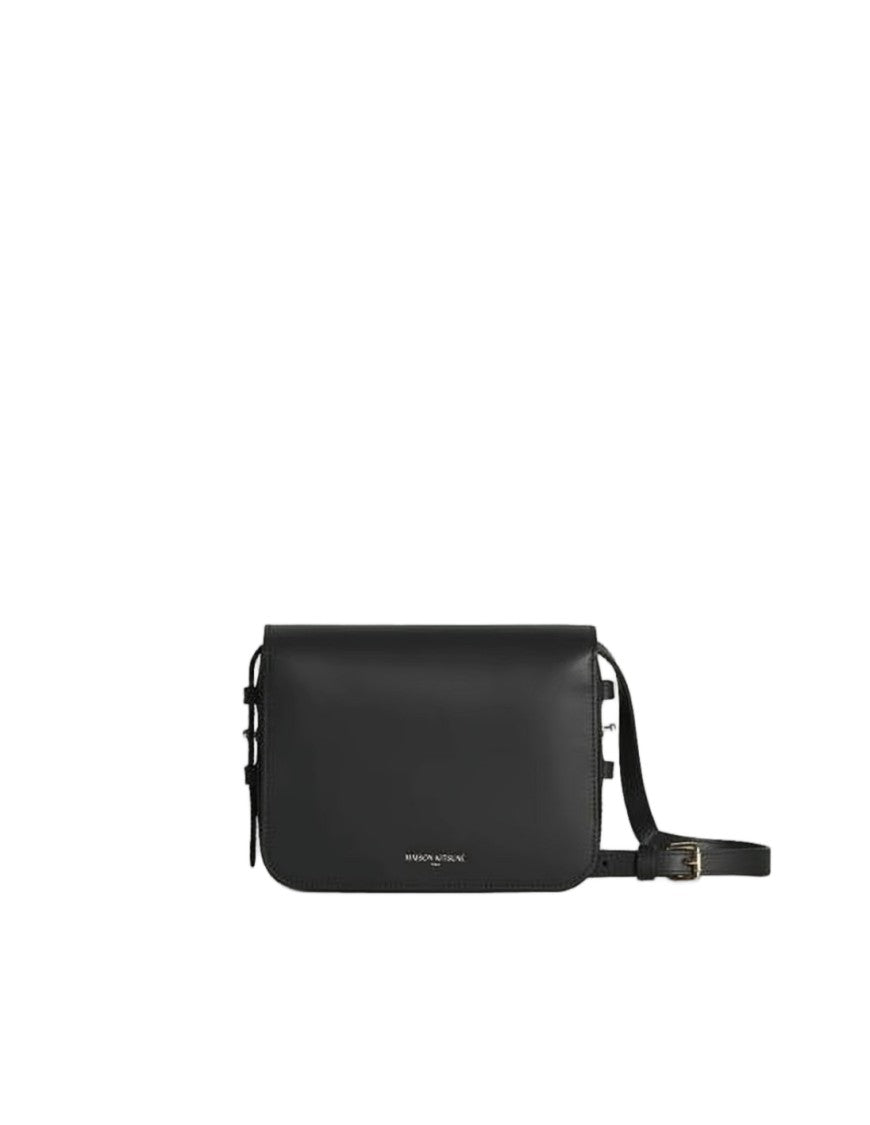 Maison Kitsuné Rectangular Smooth Cow Leather Shoulder Bag With Gold-Tone Fox Emblem