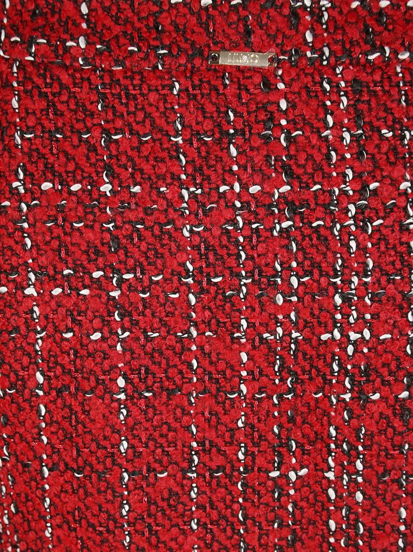 Liujo Textured Boucle Mini Skirt With Fringed Hem