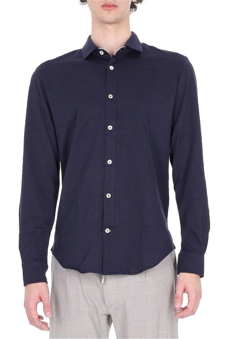 Eleventy Blue Cotton Jersey Casual Shirt