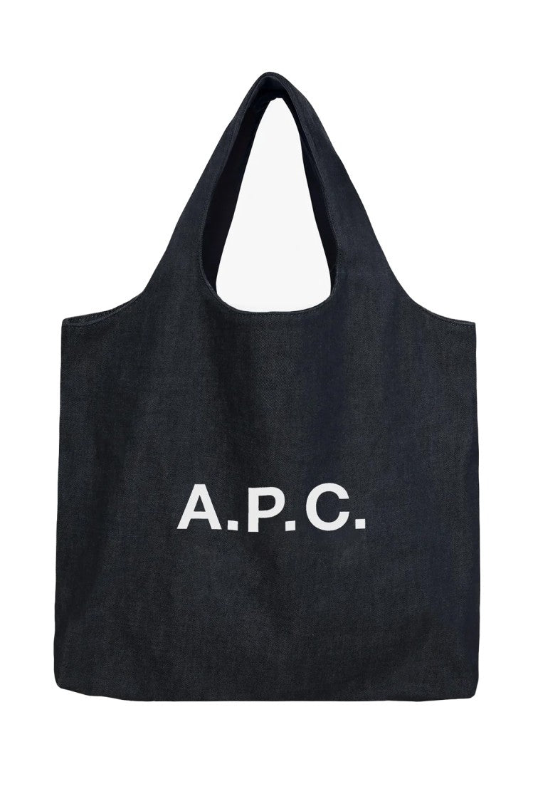 A.P.C. Ninon Contrasting Logo Denim Tote Bag