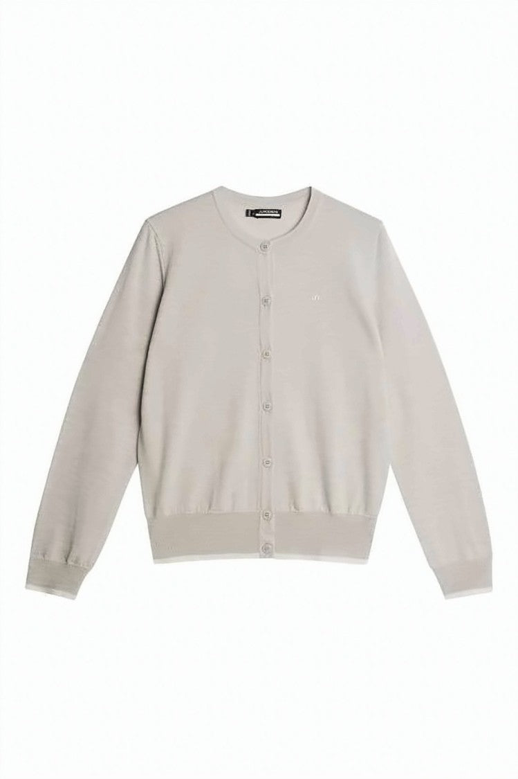 J Lindeberg Fine Knitted Cardigan With Classic Round Neckline