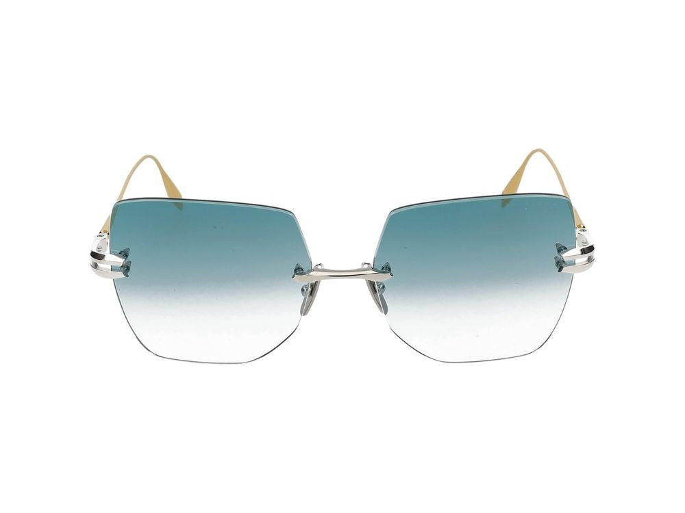 Dita Rimless Silver Oversized Gradient Lens Sunglasses