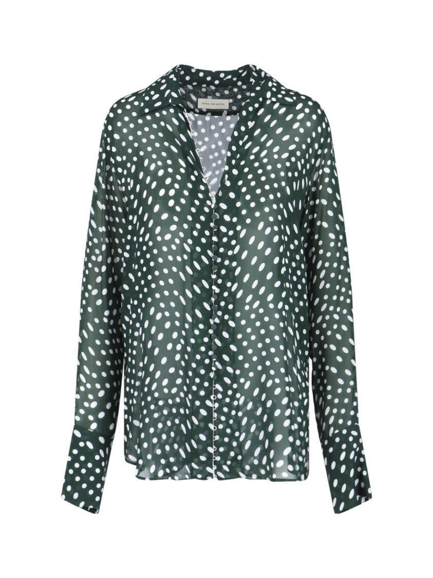 Dries Van Noten Semi-Sheer Viscose Shirt – Green