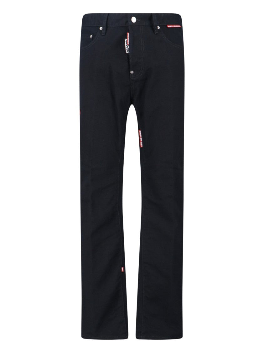 Dsquared2 Straight-Leg Black Denim Jeans With Logo Patches