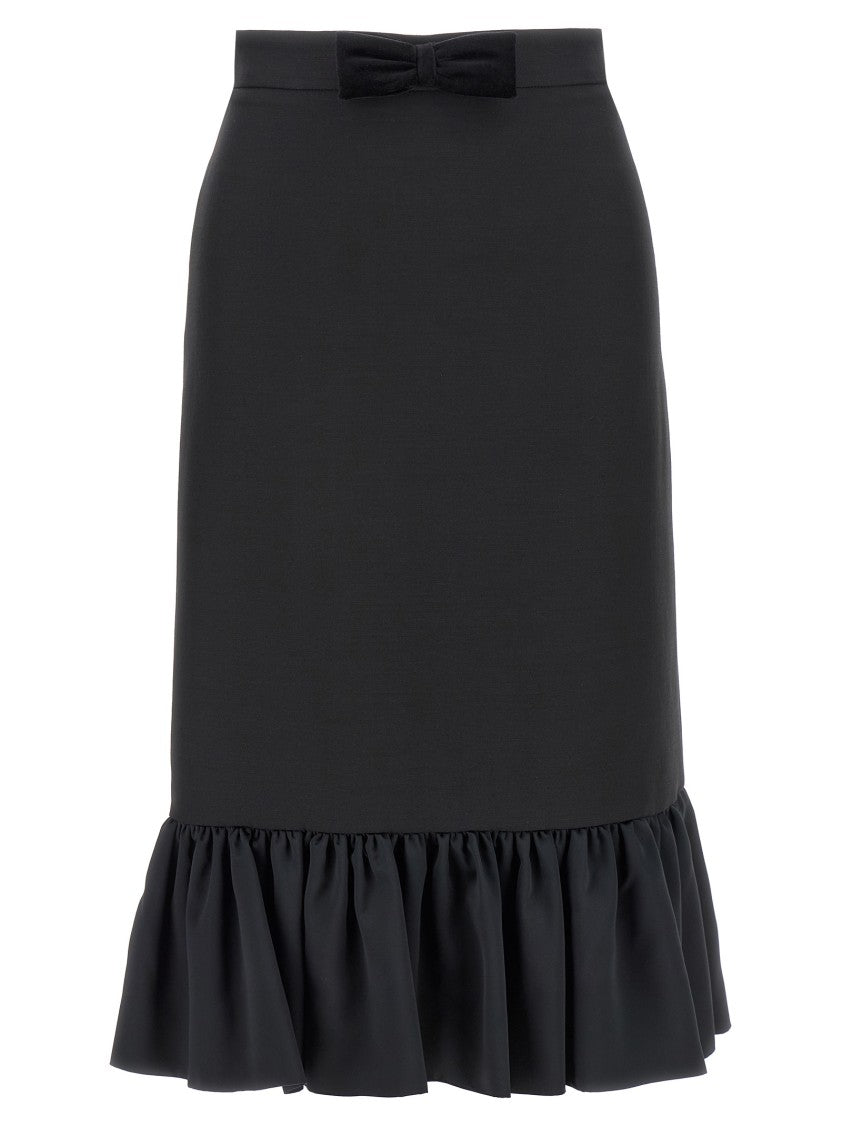 Valentino Garavani Crepe Couture Midi Skirt With Velvet Bow