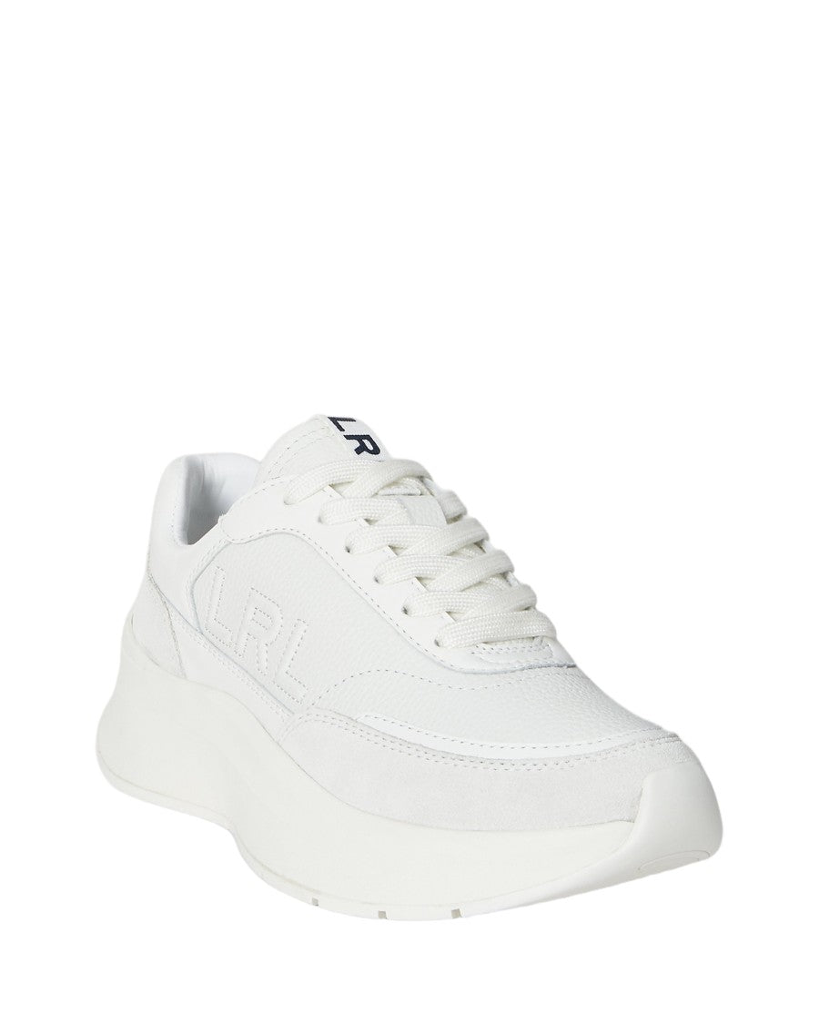 Lauren Ralph Lauren Low Top Lace Sneakers In Snow White