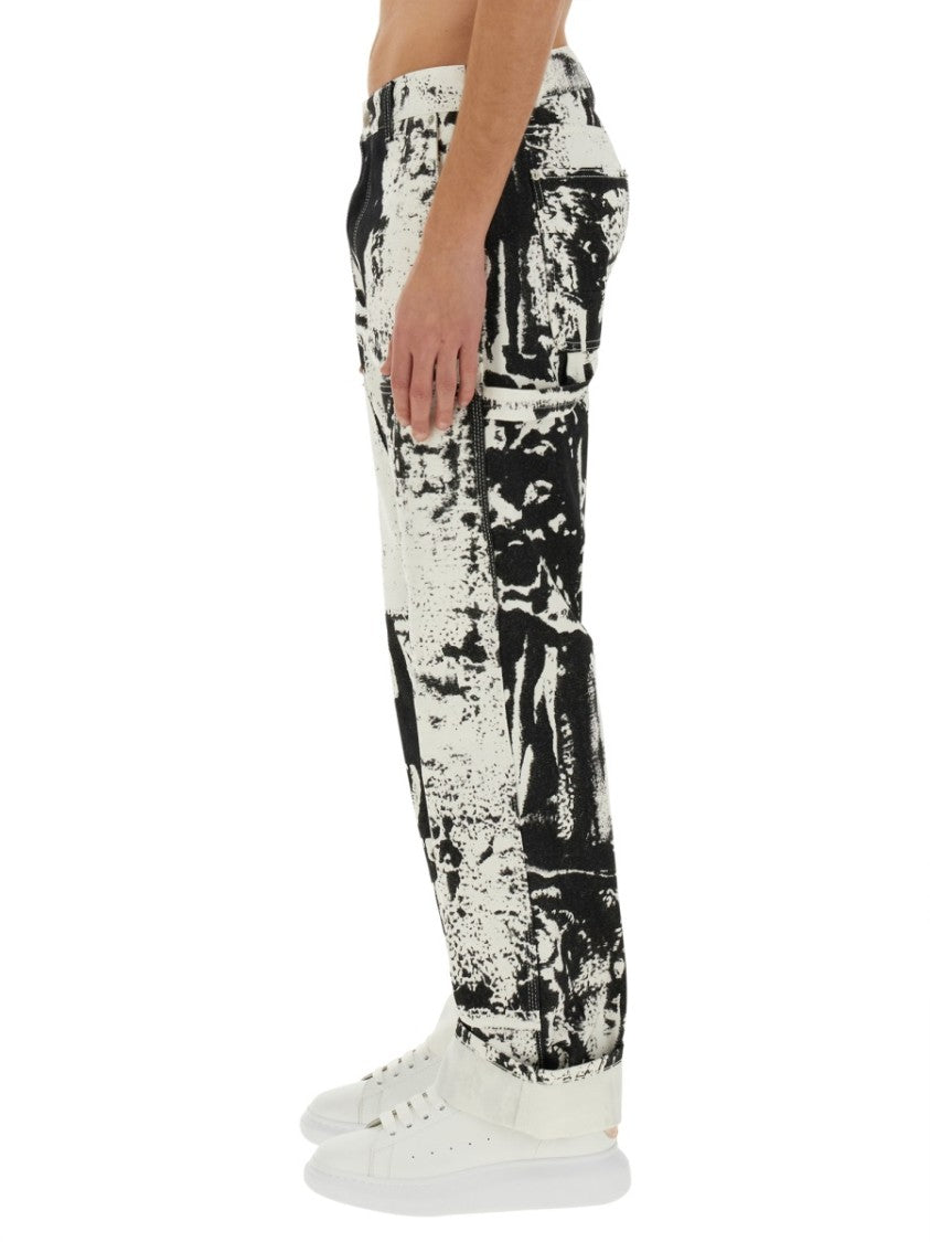 Alexander Mcqueen Workwear Jeans With Fold Print