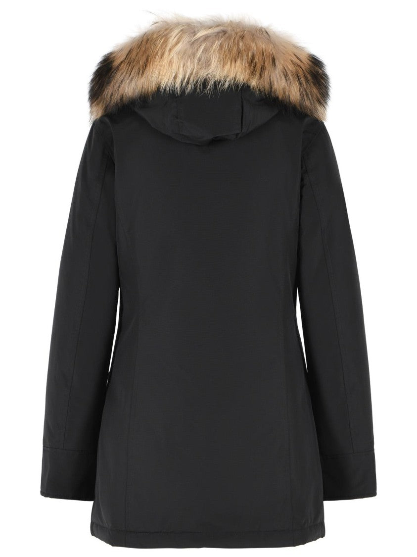 Woolrich John Rich & Bros 'Arctic Racoon' Black Cotton Blend Parka