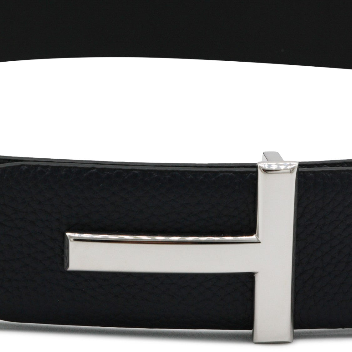 Tom Ford Black Leather Reversible T Buckle Belt