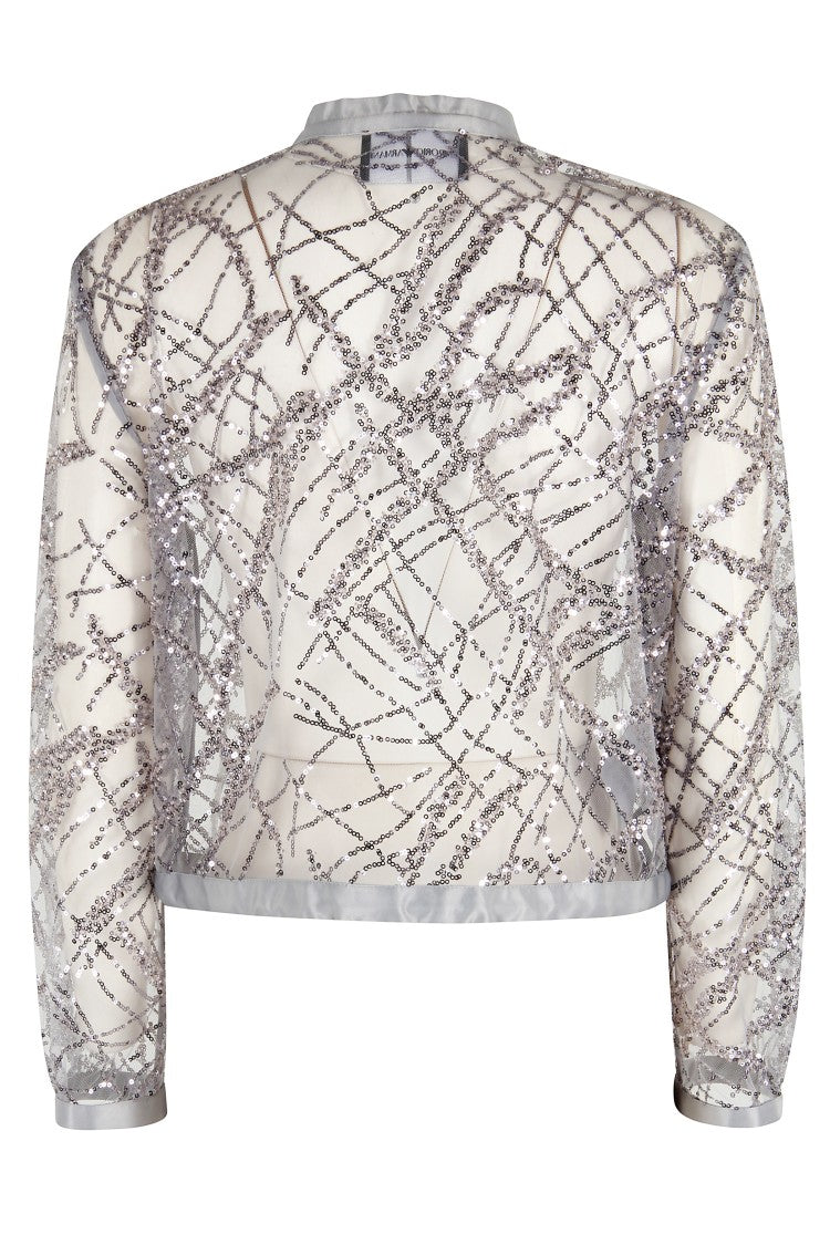 Emporio Armani Cropped Silver Shirt Jacket