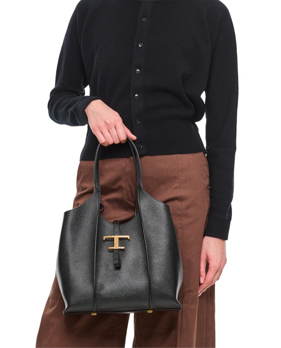 Tod's Structured Small Shopping Bag With T Pendant Closure