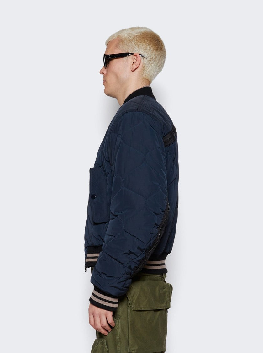 Dries Van Noten Back Zip Bomber Jacket With Quilted Texture