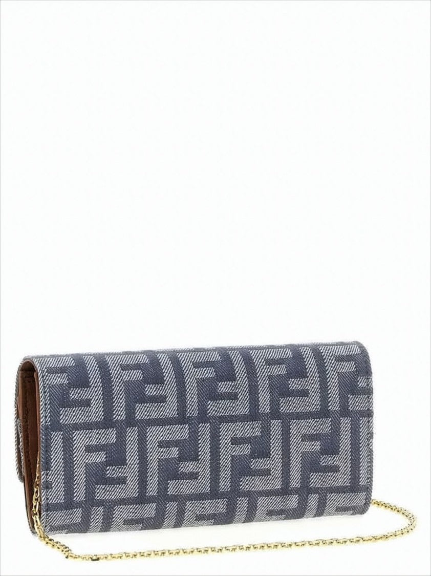 Fendi Monogram Textured Fabric Crossbody Bag With Gold Clasp