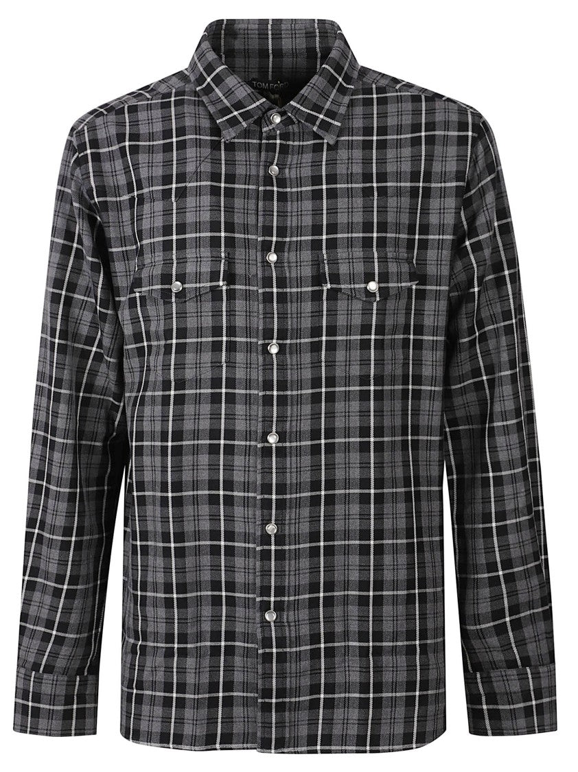Tom Ford Plaid Pearl-Button Flannel Shirt