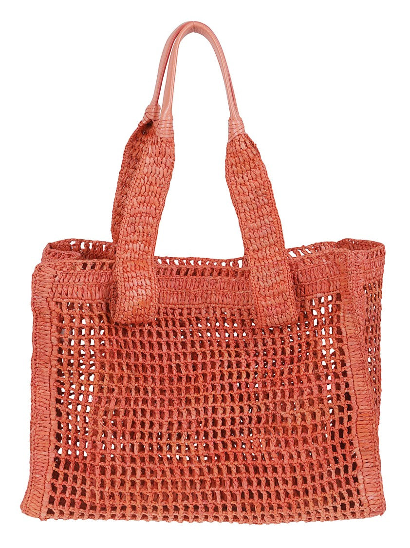 Chloé Crochet Tote Bag With Buffalo Leather Handles And Decorative Charms