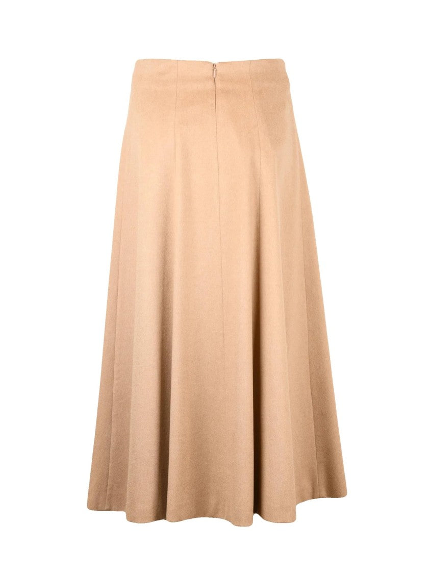 Max Mara Flared Midi Skirt In Luxurious Camel Cloth