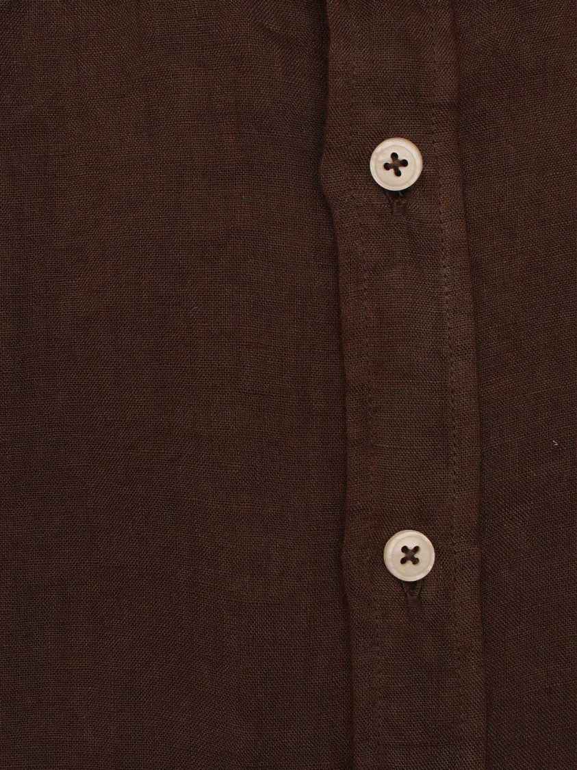 Sartoria Del Campo-Sonrisa Brown Cotton Button Up Casual Shirt