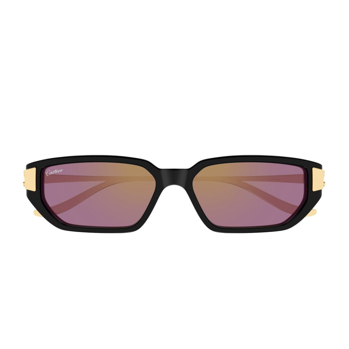 Cartier Bold Rectangular Sunglasses In Recycled Acetate With Gold Accents