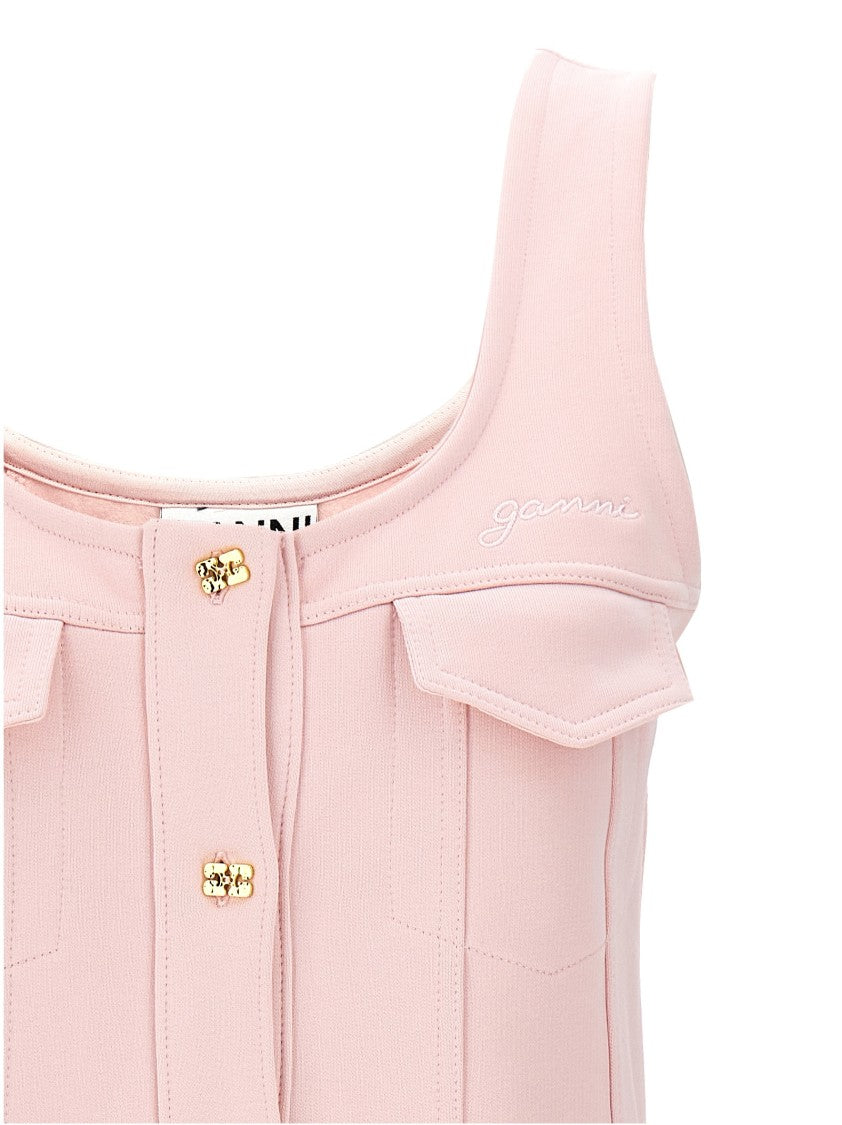 Ganni Relaxed Fit Fleece Cotton Mini Dress