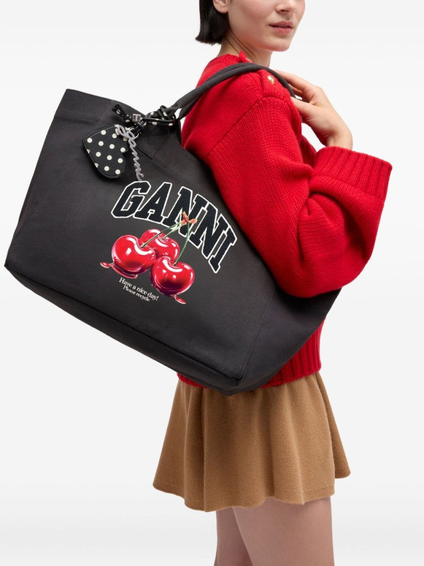 Ganni Spacious Black Tote Bag