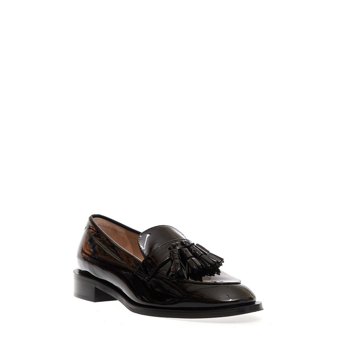 Stuart Weitzman Black Tassel Moccasins