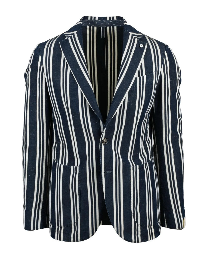 L.B.M. 1911 Blue Cotton Linen Silk Blazer Jacket