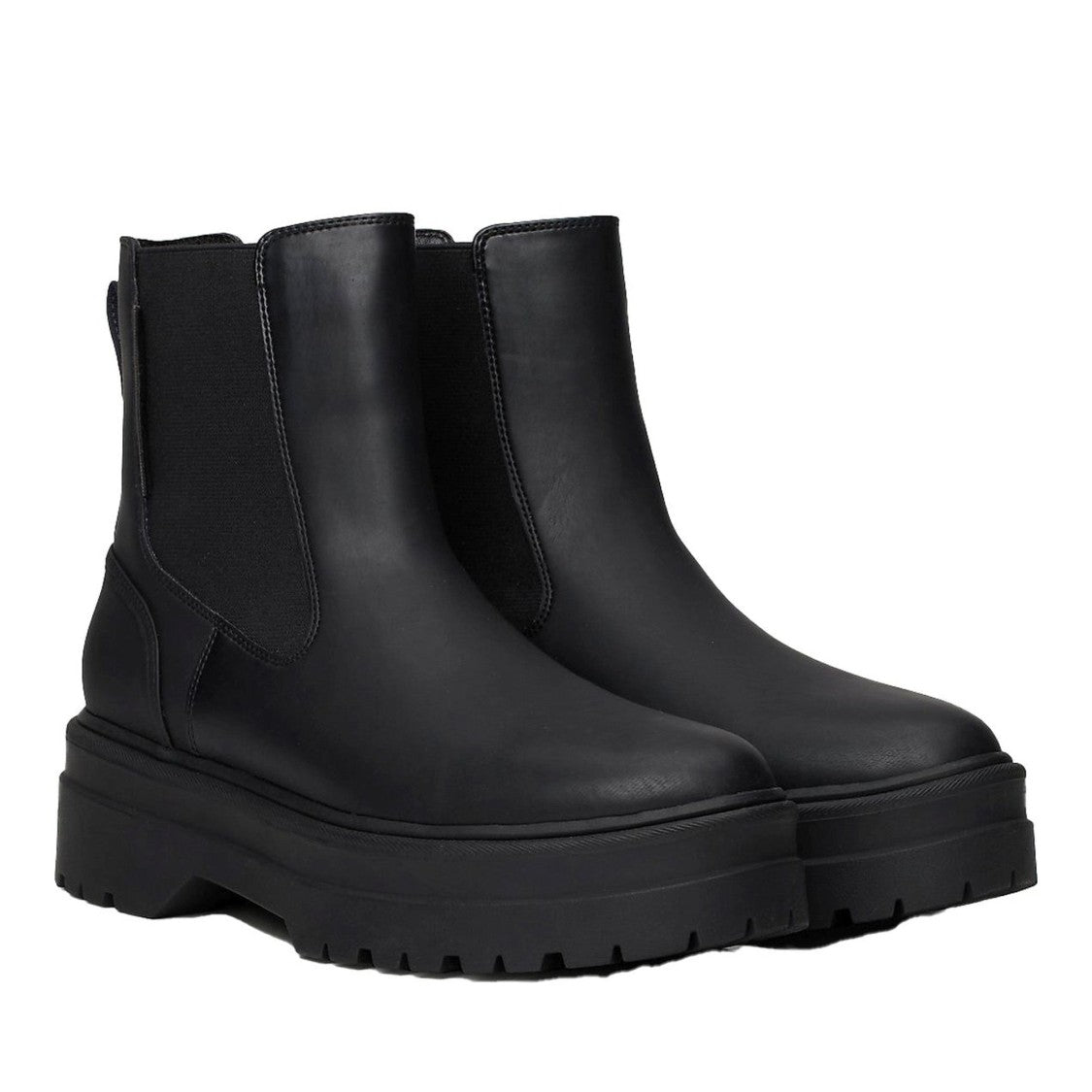 Tommy Hilfiger Black Minimalist Lugged Sole Elastic Panel Chelsea Boots