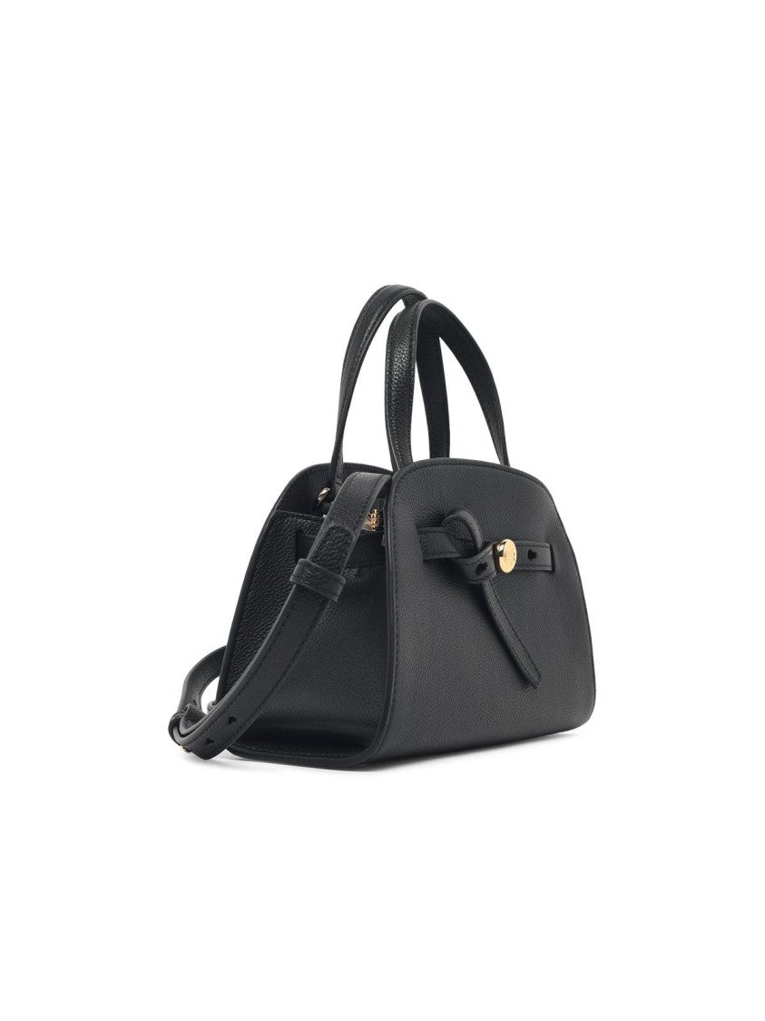 Tory Burch Romy Small Hammered Leather Top Case Bag - Black