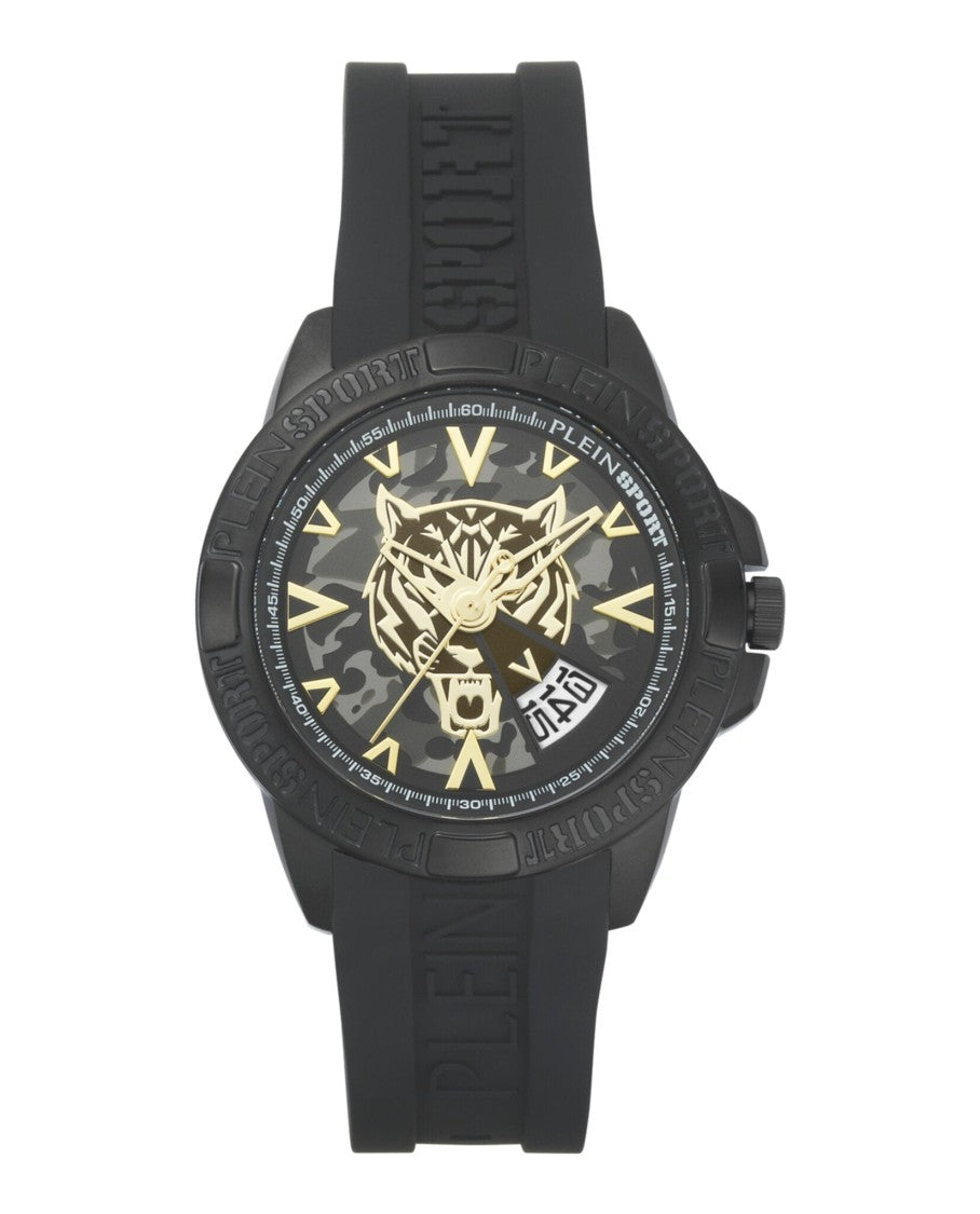Plein Sport Camo Guilloche Dial Watch With Black Ip Case