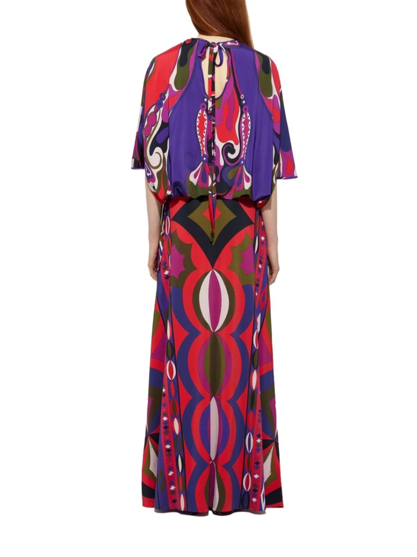 Pucci Orchid Print Cape Blouse With Tie Closure
