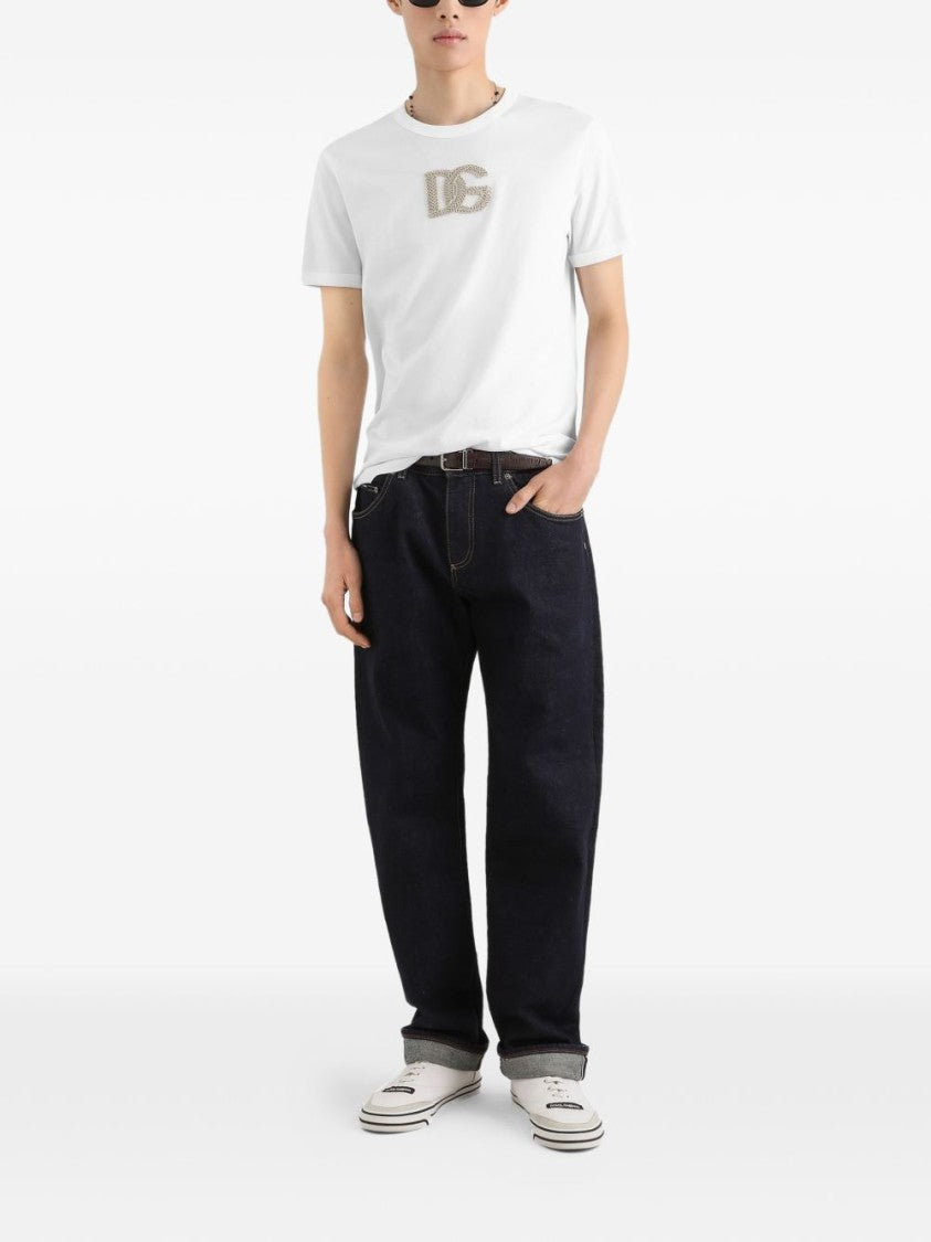 Dolce & Gabbana White Classic T-Shirt Textured Logo T-Shirt