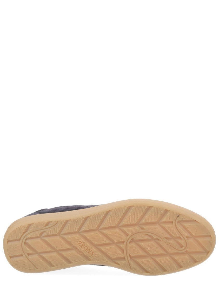 Zegna Black Calf Leather Suede Sneakers