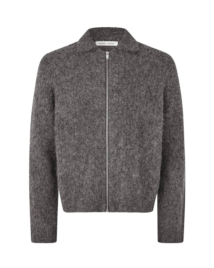 Samsøe Samsøe Dark Grey Sajob Zip Melange Brushed Zip-Through Cardigan