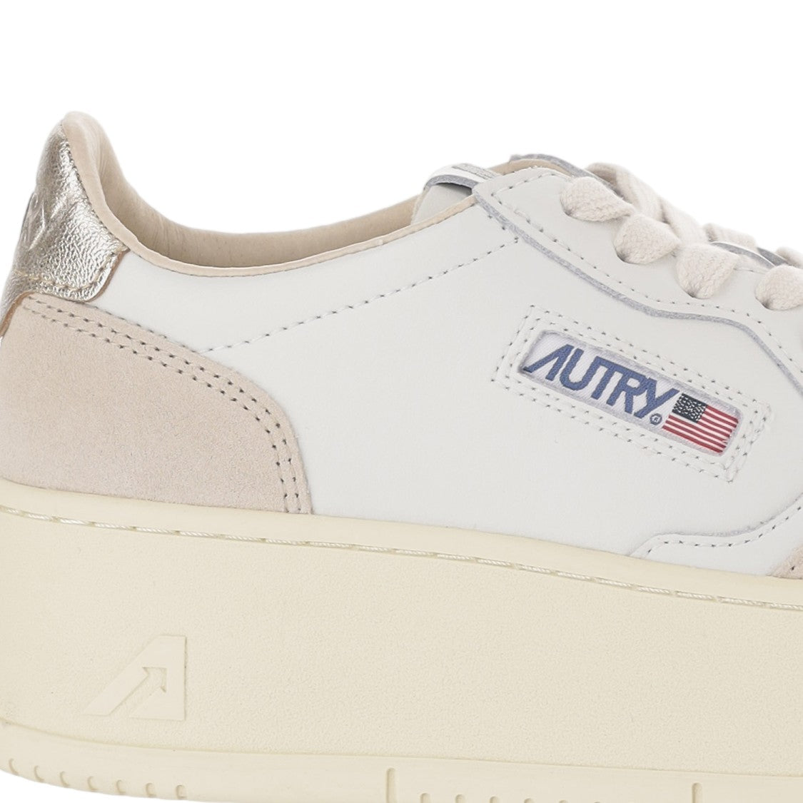Autry Medalist Platform Low Leather Sneakers With Suede Inserts