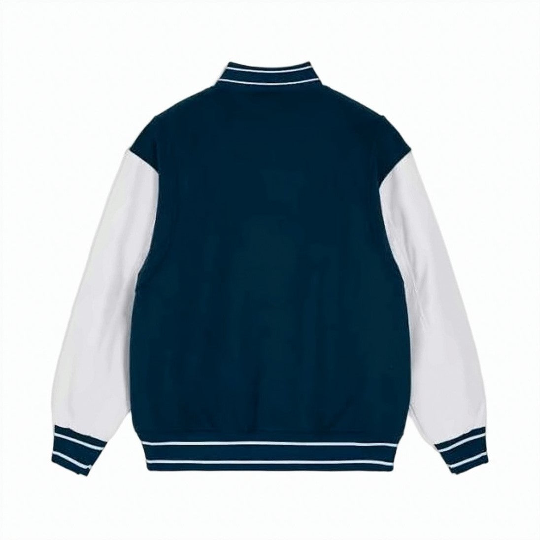Puma Navy Blue Varsity Jacket With Contrasting White Sleeves