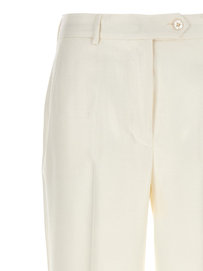 Kiton Tailored Viscose Cigarette Pants With Button Closure