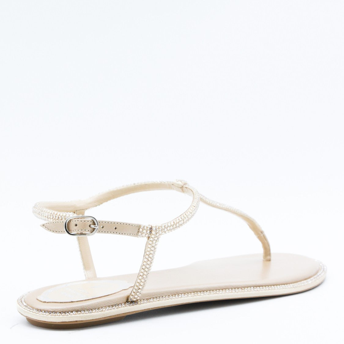 René Caovilla White Leather Flats