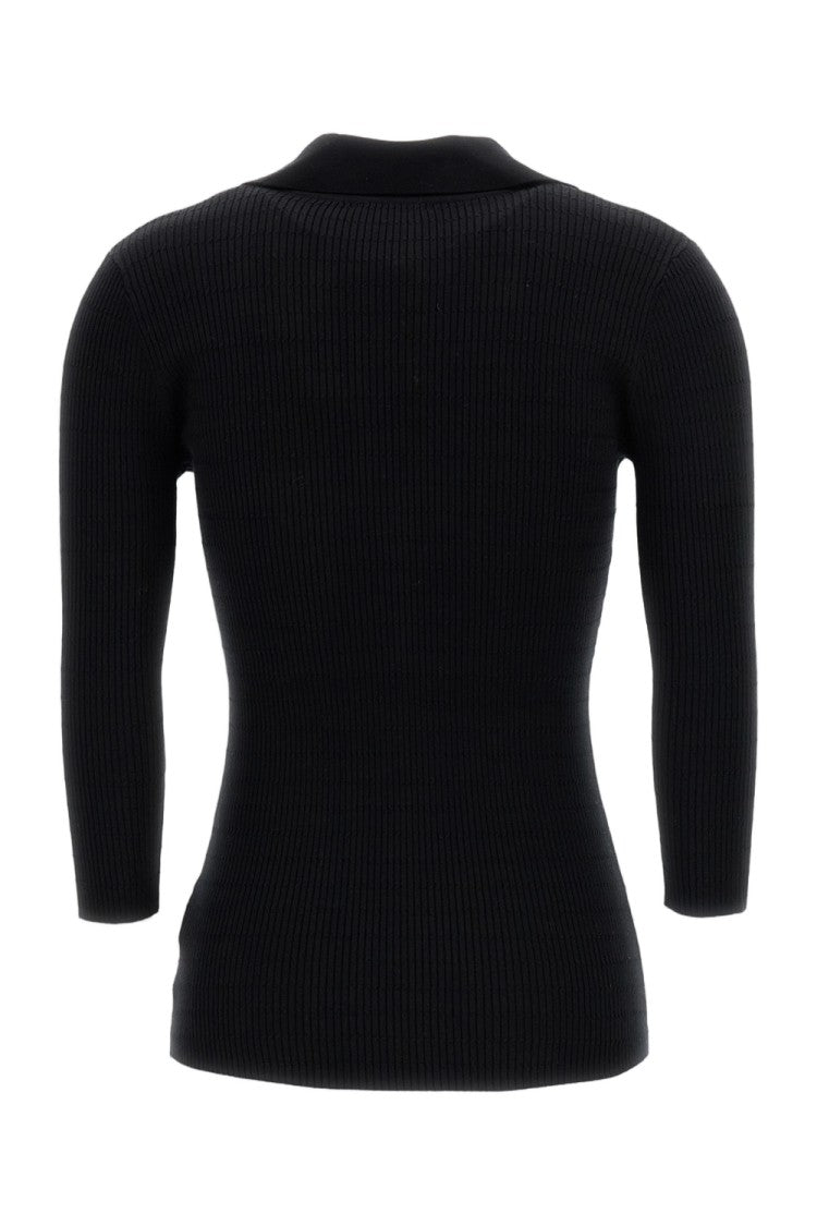 Elisabetta Franchi Wide V-Neck Ribbed Sweater