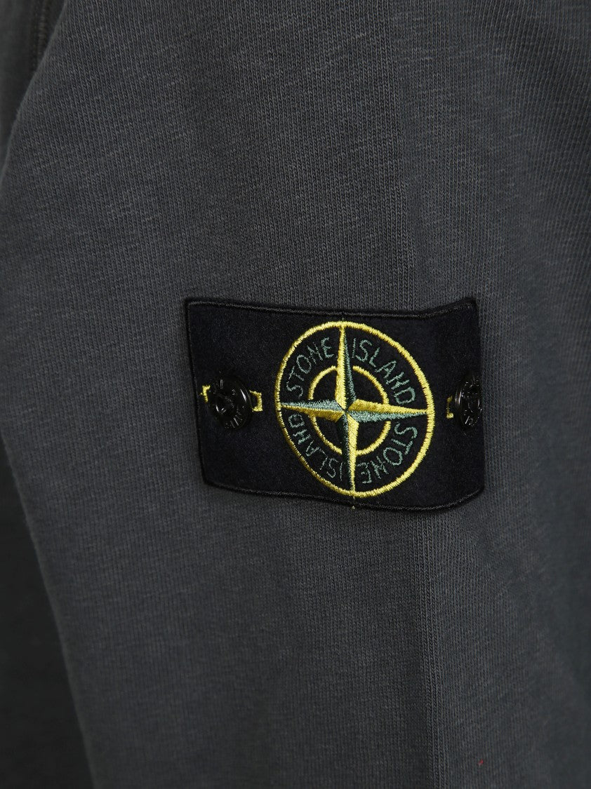 Stone Island Textured Grey Sweatshirt With Distinctive Logo Patch